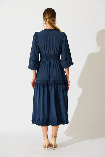 Yasmina Midi Dress in Navy