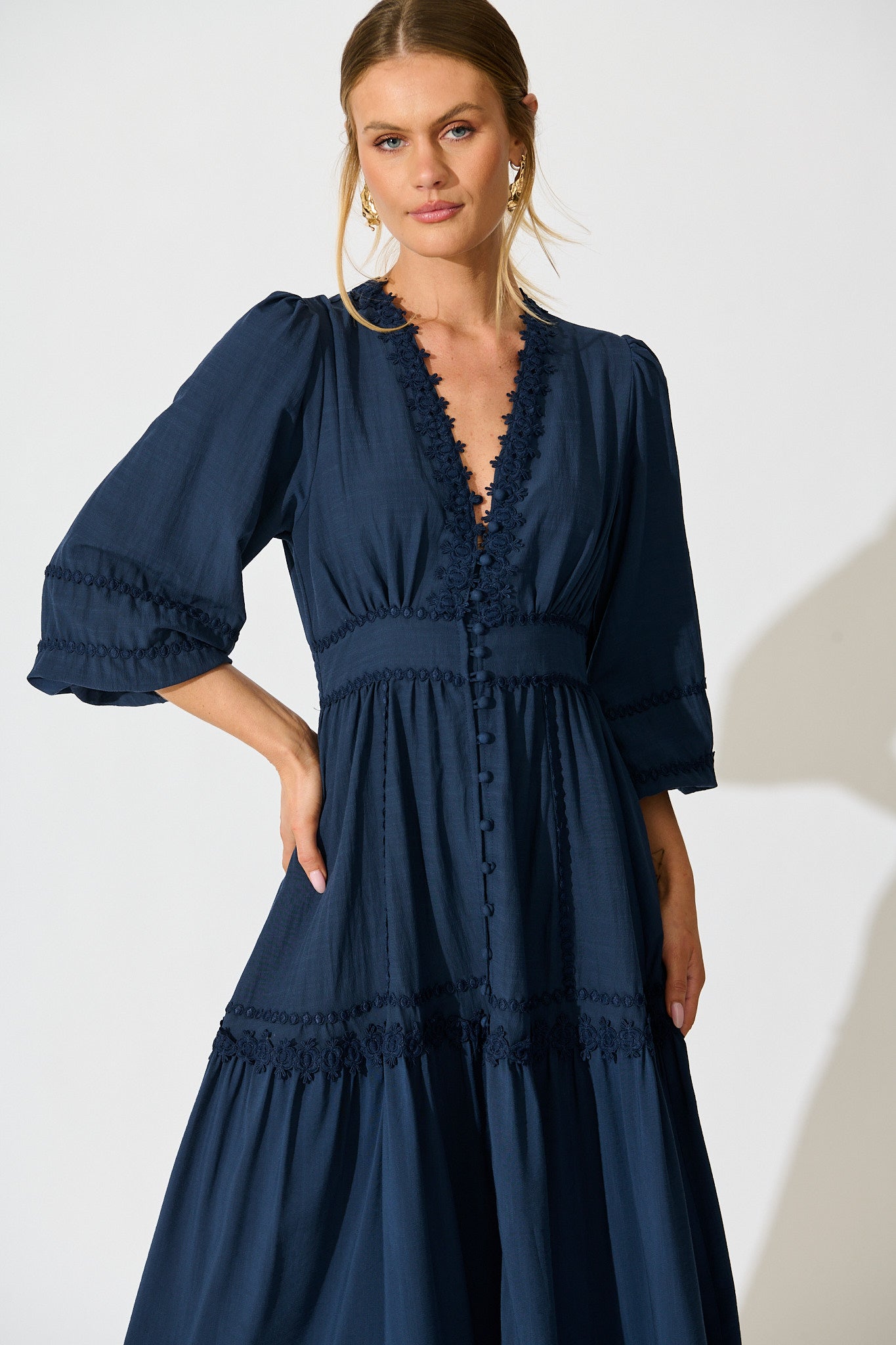 Yasmina Midi Dress in Navy