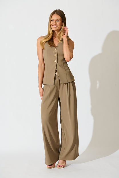 Form and Function Vest Top in Taupe