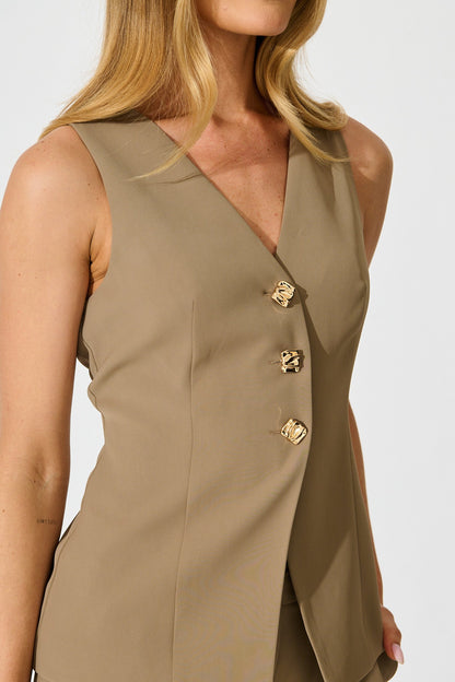 Form and Function Vest Top in Taupe