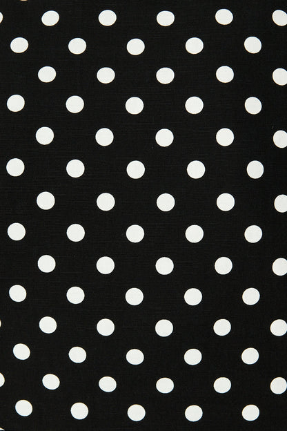 In the Spotlight Tie Front Top in Black with White Polka Dot
