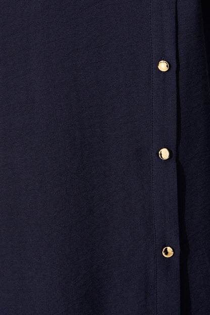 Caravelle Midi Shirt Dress in Navy with Belt