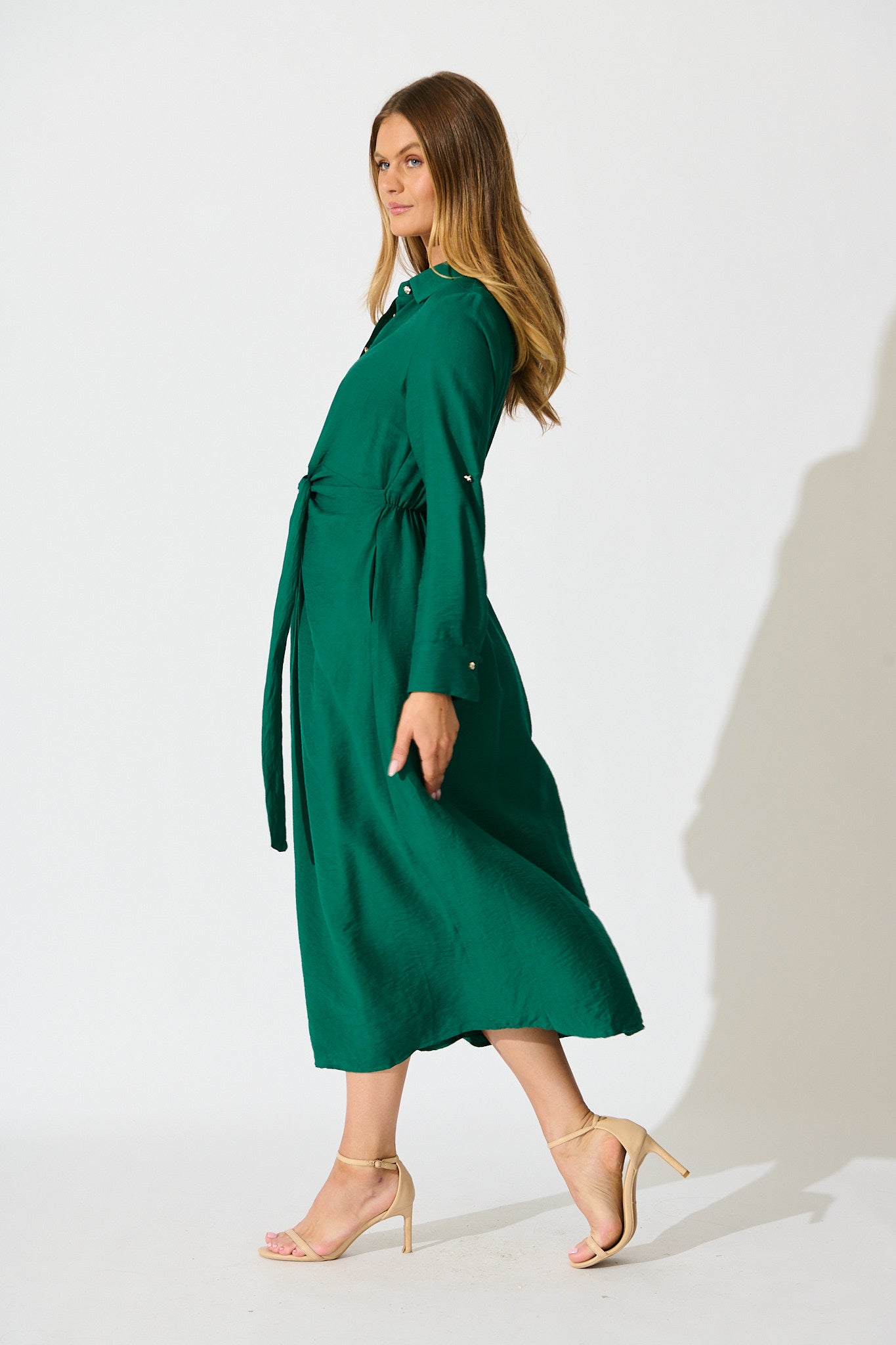 Monday Muse Midi Shirt Dress in Green