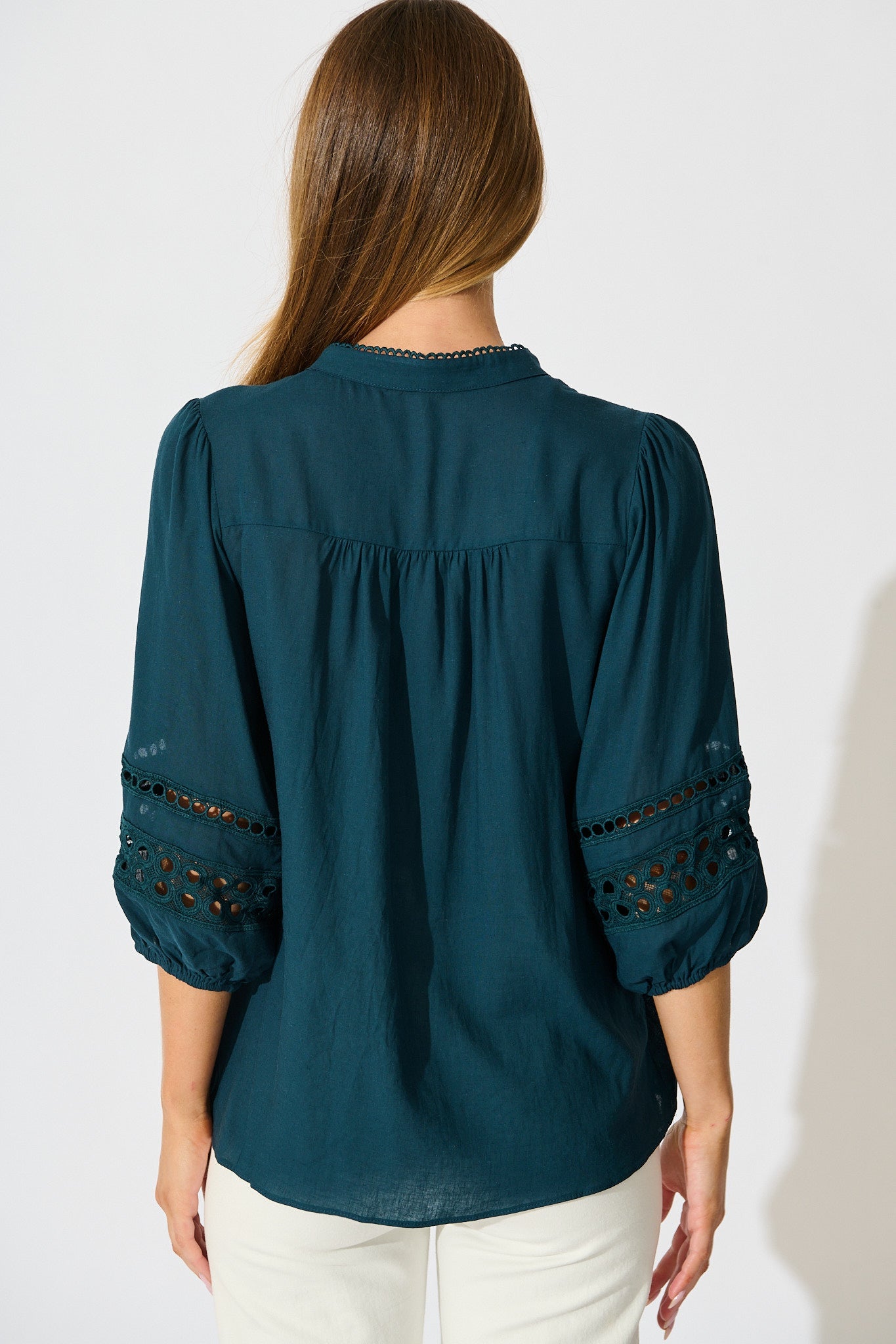 Cascades Top in Emerald Linen Blend