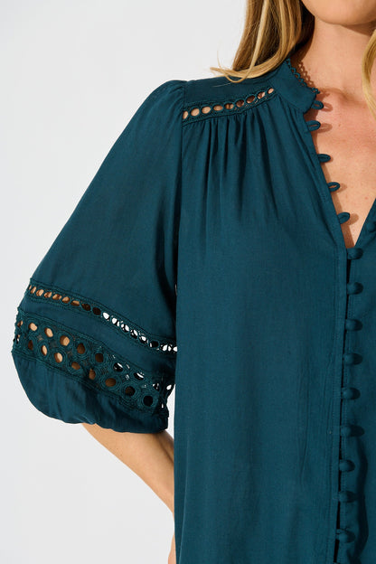 Cascades Top in Emerald Linen Blend