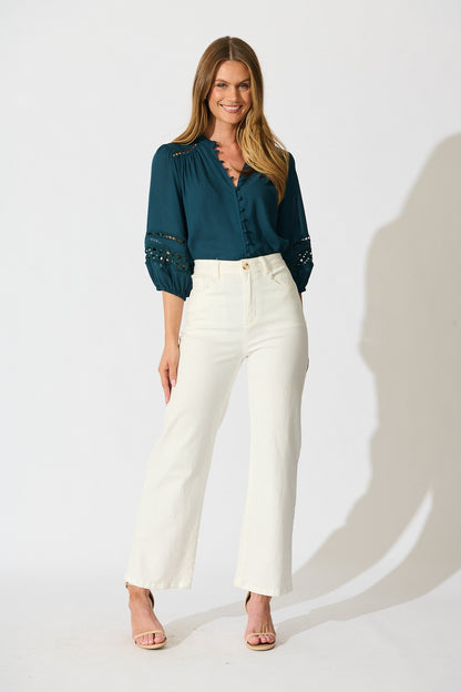 Cascades Top in Emerald Linen Blend