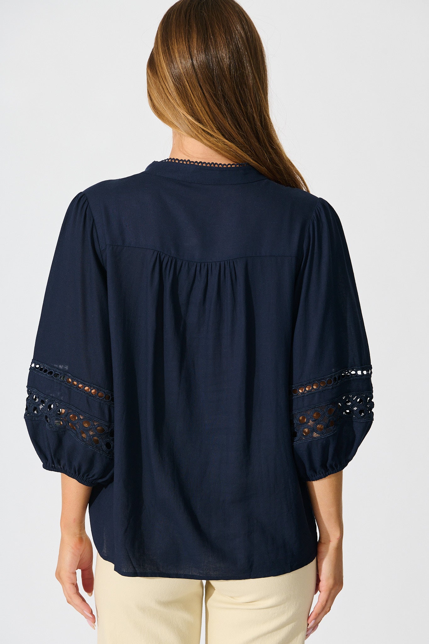 Cascades Top in Navy Linen Blend