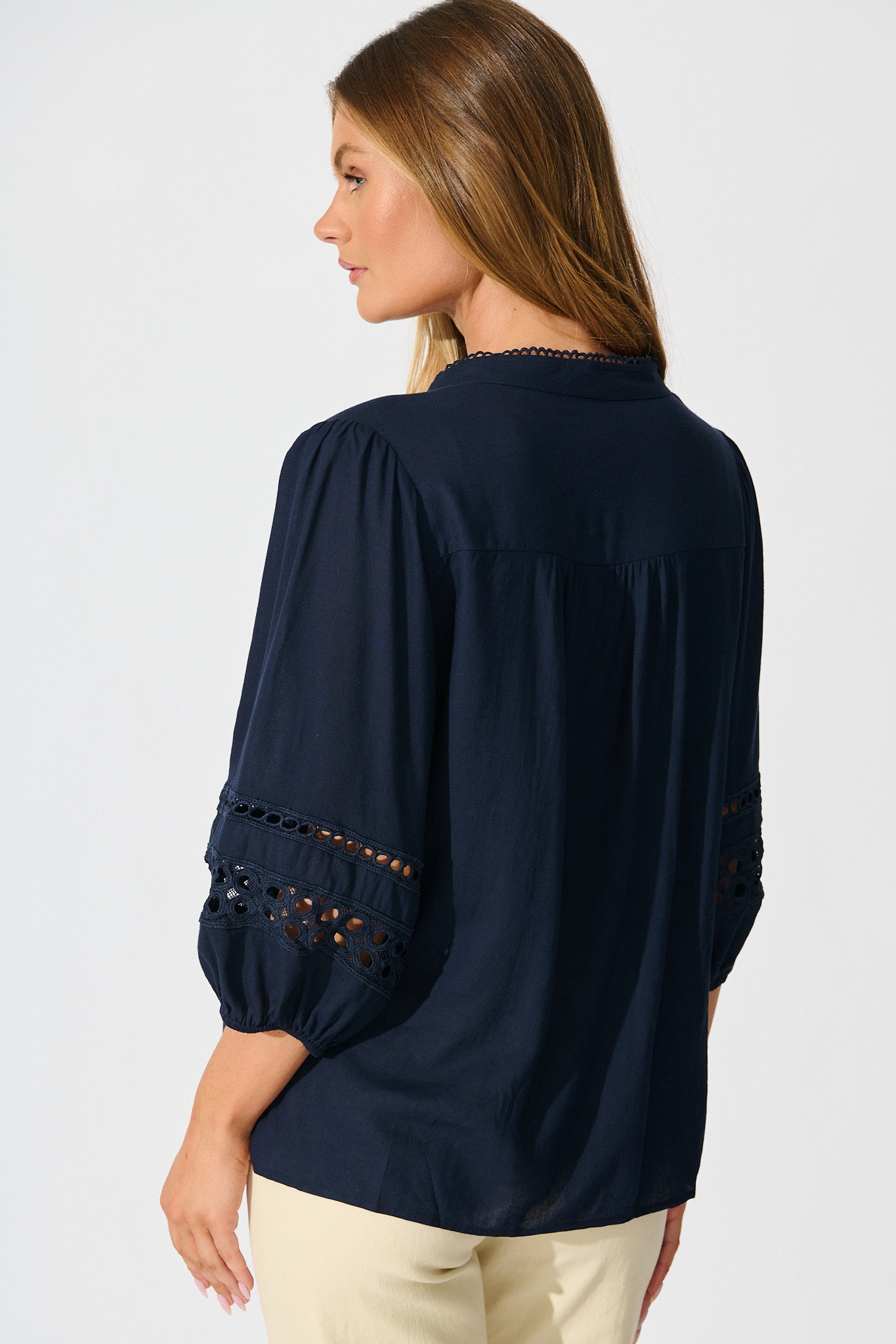 Cascades Top in Navy Linen Blend