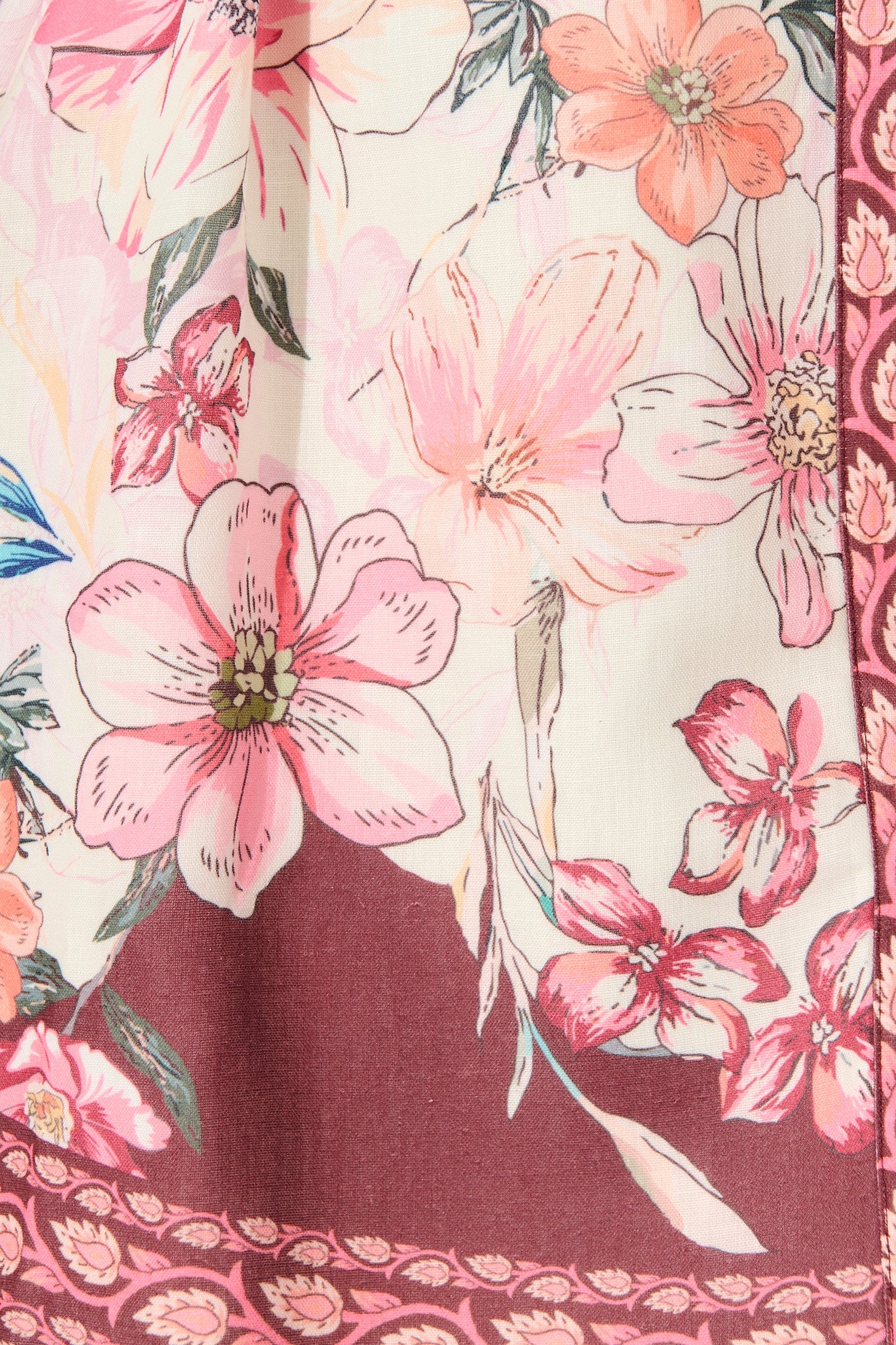 Dusky Flora Dress in Wine Floral Linen Blend