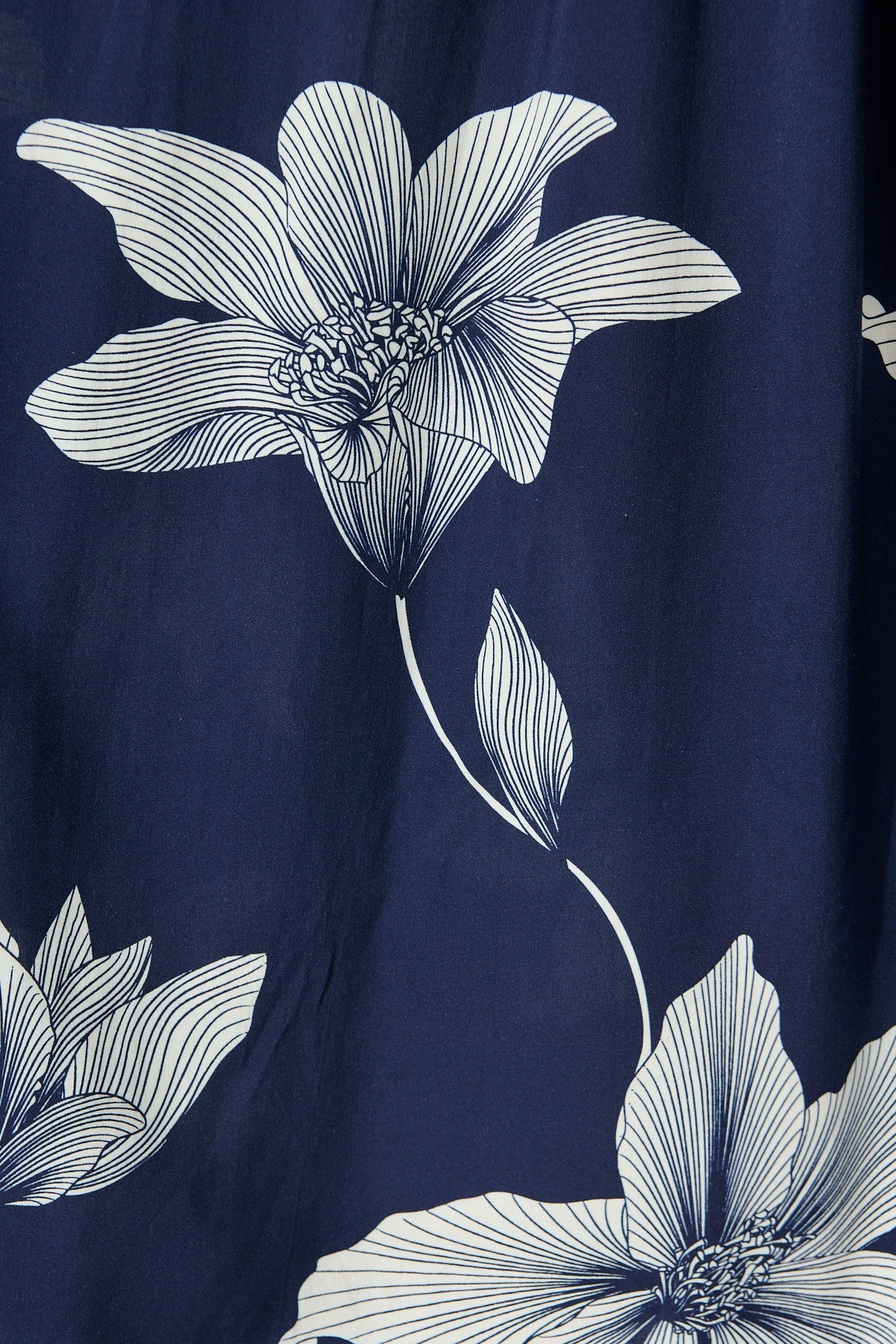 Eden Mist Midi Shirt Dress in Navy with White Floral Print