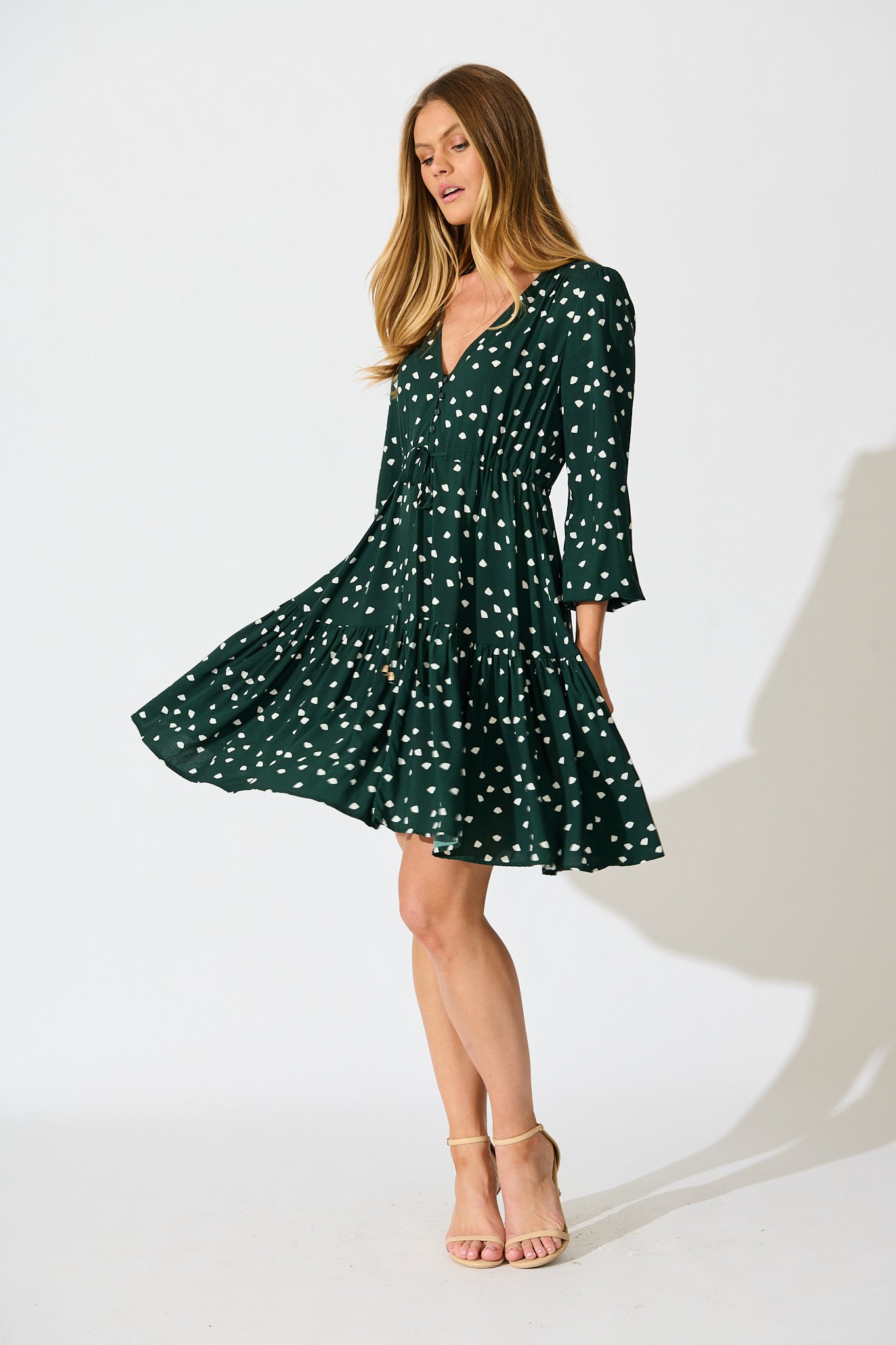 Have My Heart Dress in Emerald with White Speckle