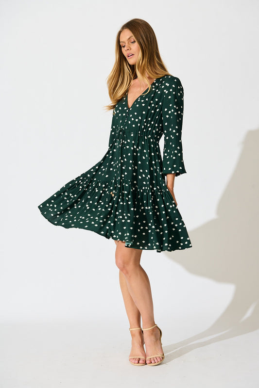 Have My Heart Dress in Emerald with White Speckle