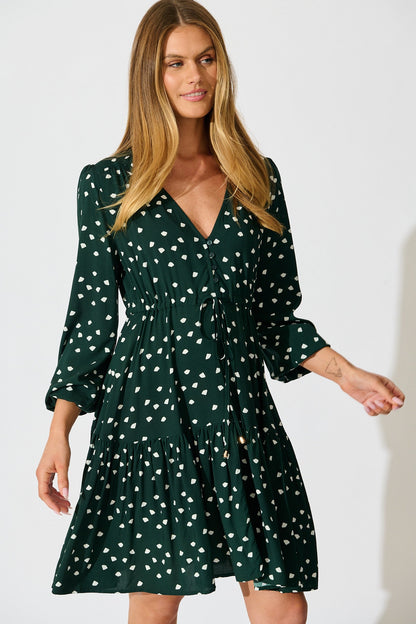 Have My Heart Dress in Emerald with White Speckle