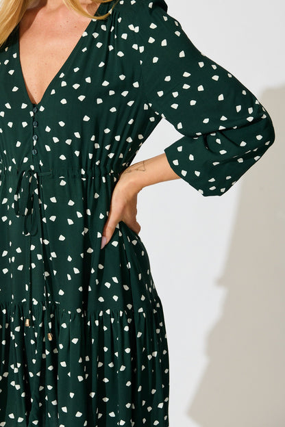 Have My Heart Dress in Emerald with White Speckle