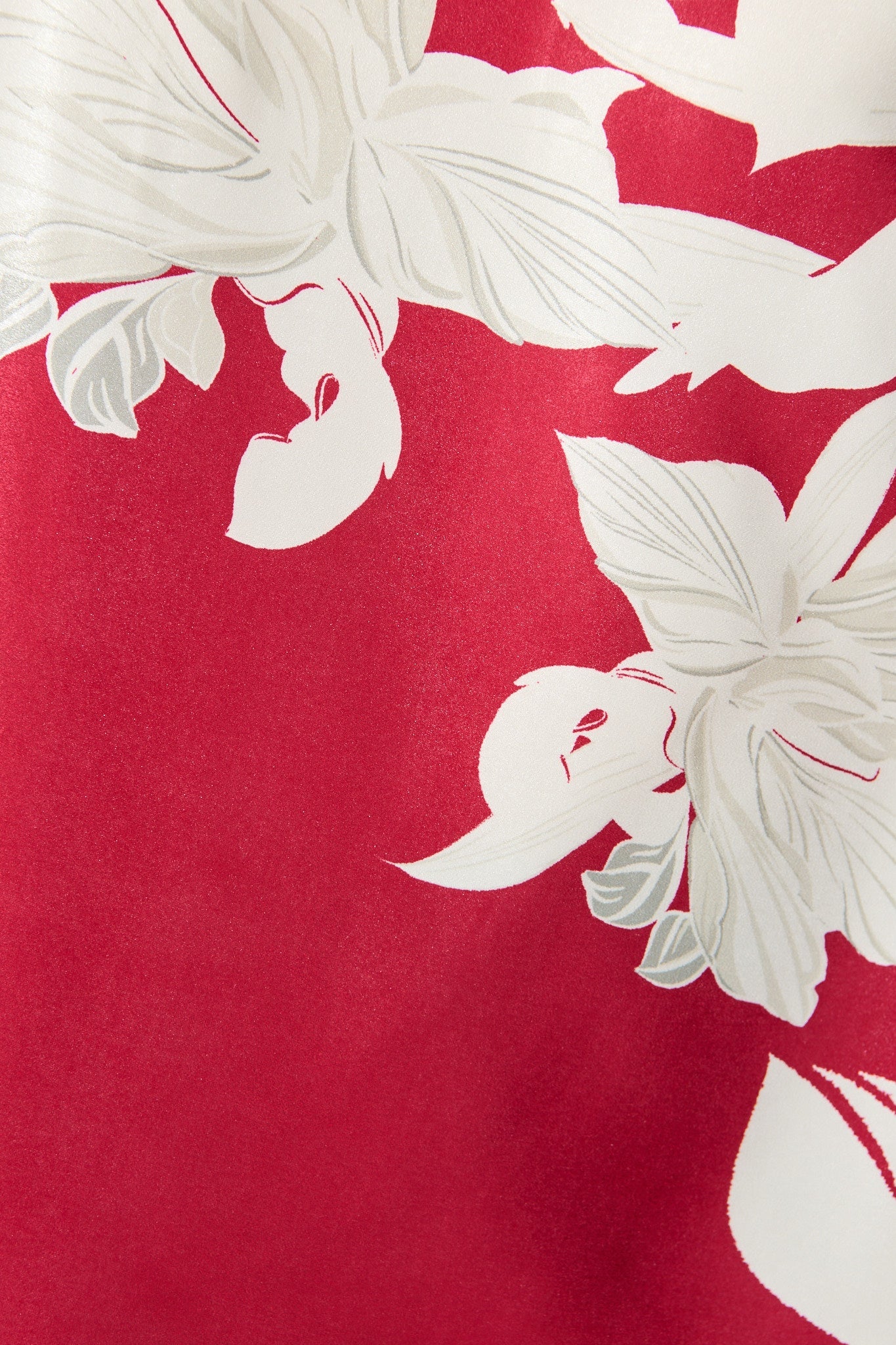 Darcy Off Shoulder Top in Red with White Floral Print Satin