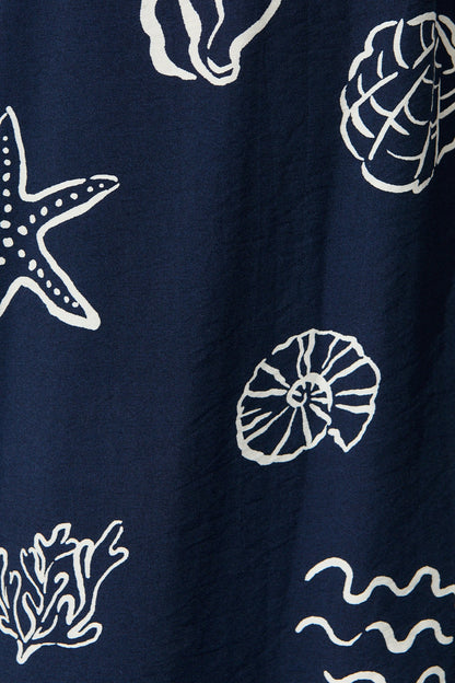 Romeo Pant in Navy with White Shell Print