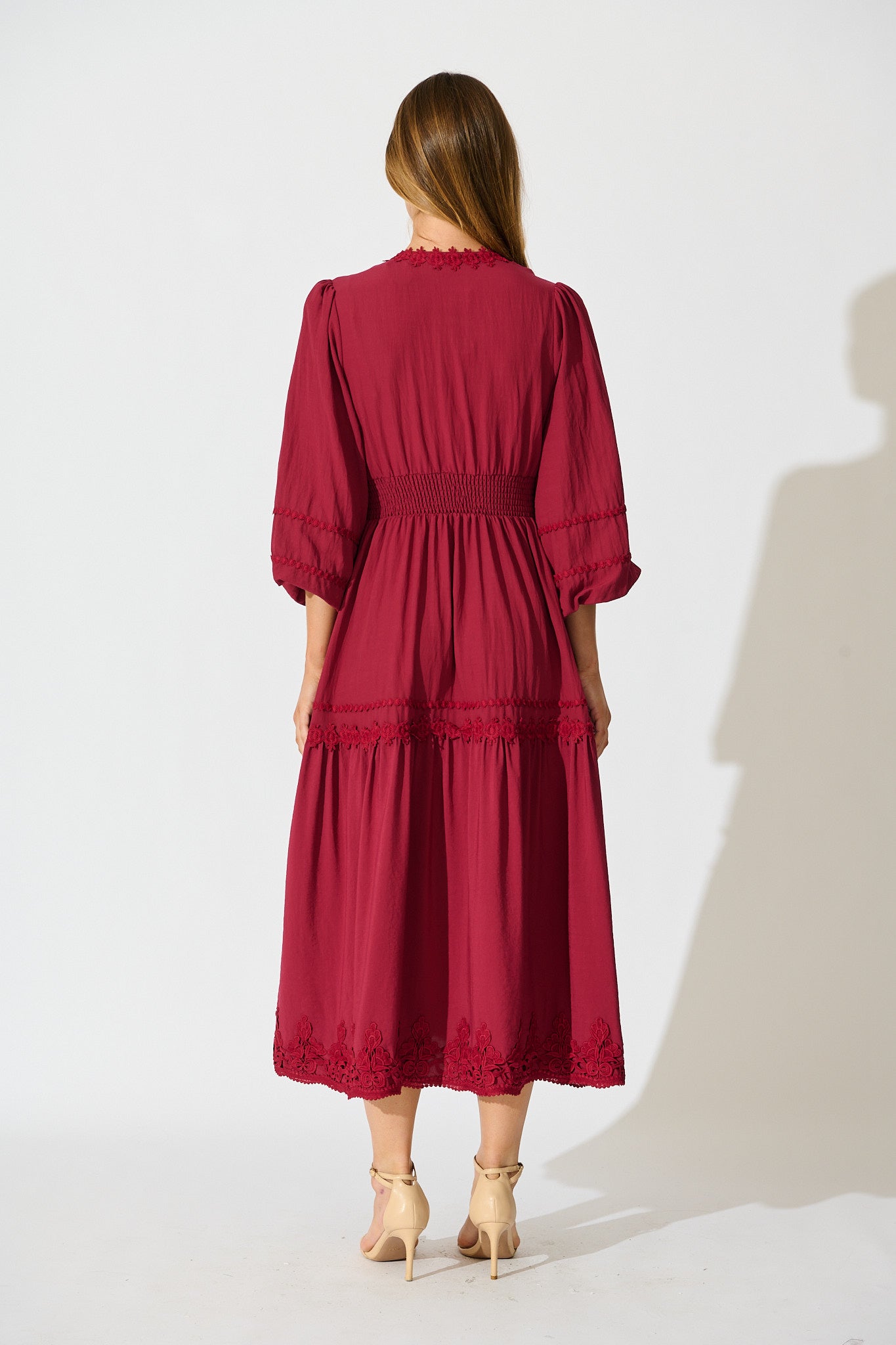 Yasmina Midi Dress in Wine