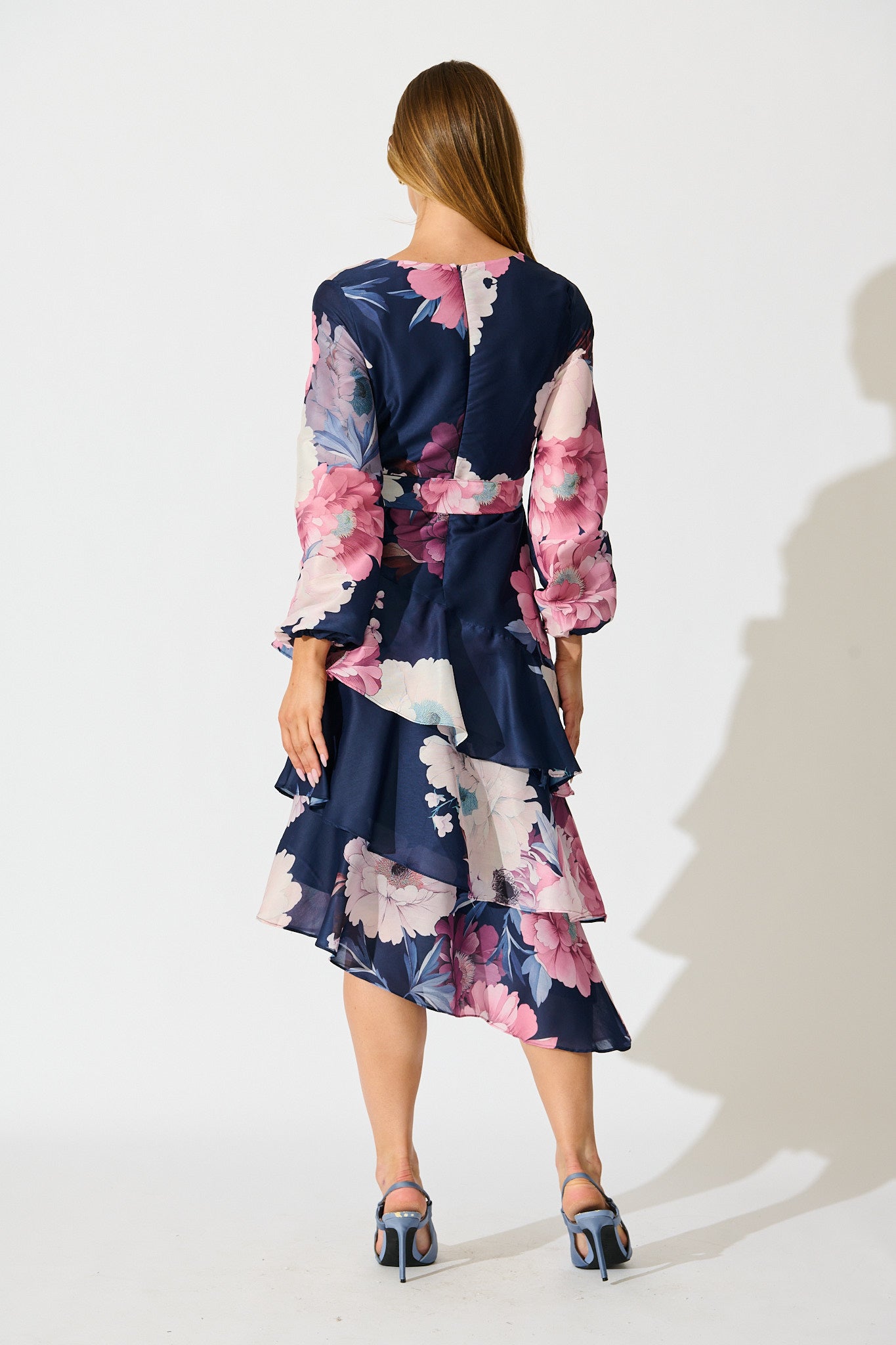 Twilight Petals Midi Dress in Navy Floral
