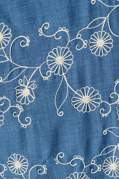 Thread and Soul Maxi Shirt Dress in Blue Chambray Embroidery