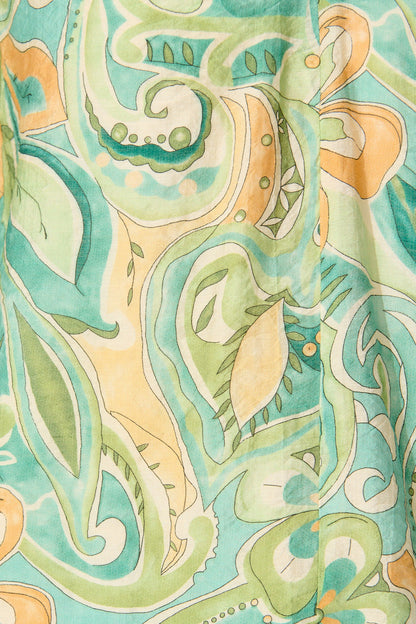 Luna Mirage Top in Multi Green Print