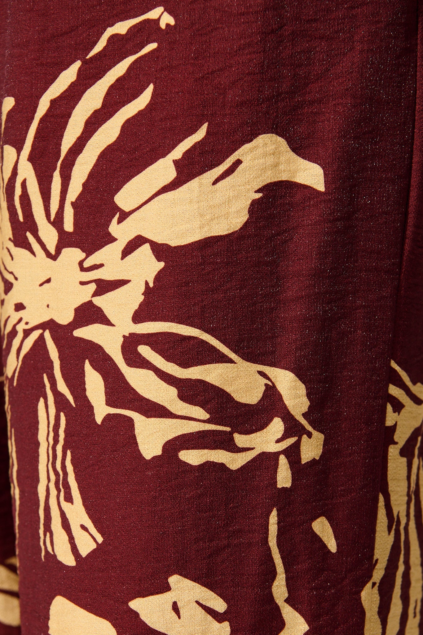 Linear Bloom Pant in Wine with Cream Print