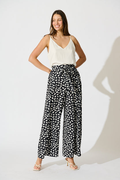 Page Pants in Black and White Leaf