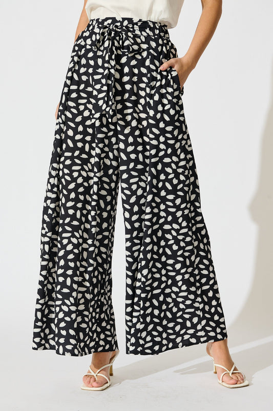 Page Pants in Black and White Leaf