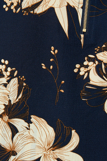 Viviani Zip Top in Navy with Cream Floral