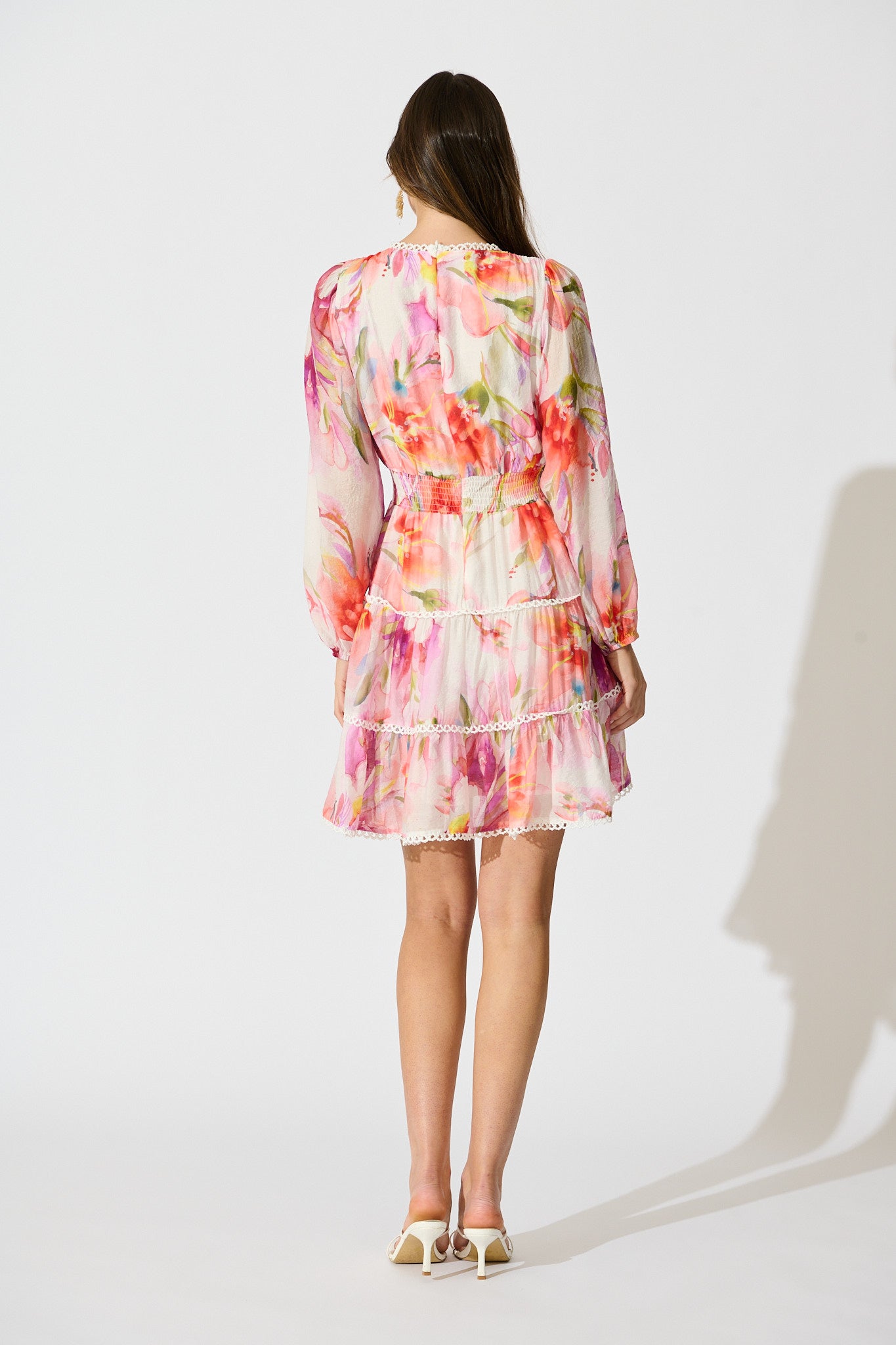 Riverstone Dress in White with Multi Floral