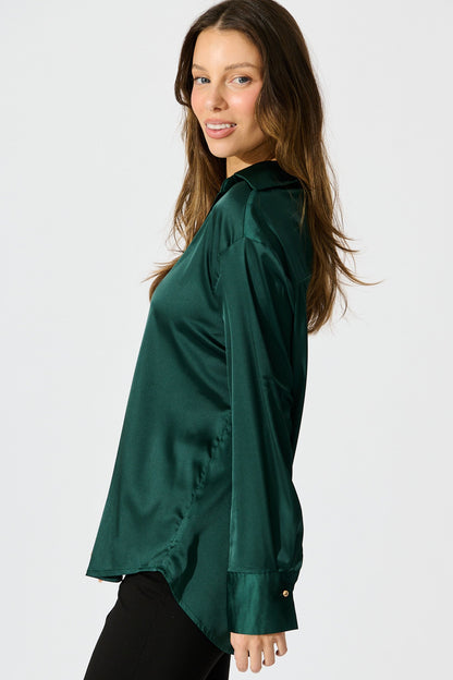 Retroshine Shirt in Emerald Satin
