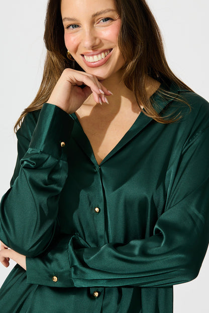 Retroshine Shirt in Emerald Satin