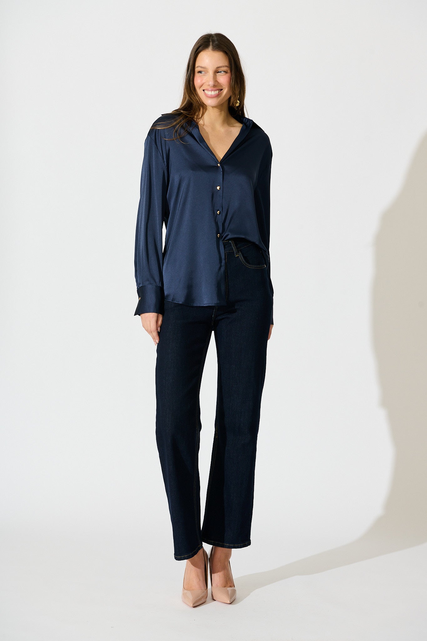 Retroshine Shirt in Navy Satin