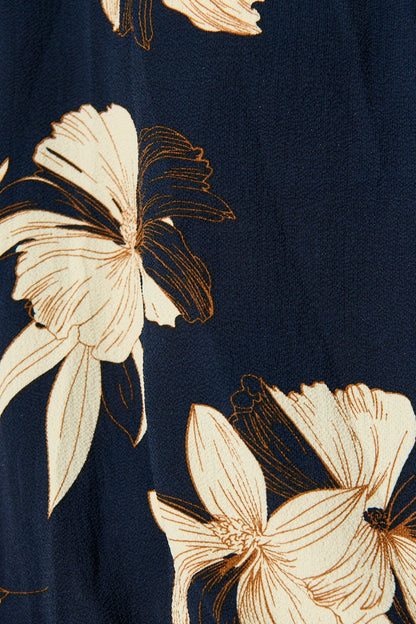 Marliboo Mock Wrap Top in Navy with Cream Floral