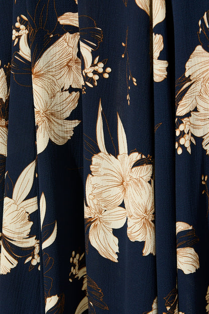 Brandsy Maxi Skirt in Navy with Cream Floral