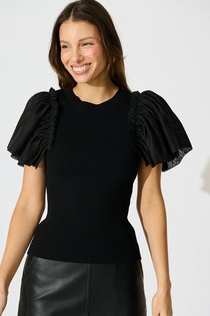 Fly Away Knit Top in Black