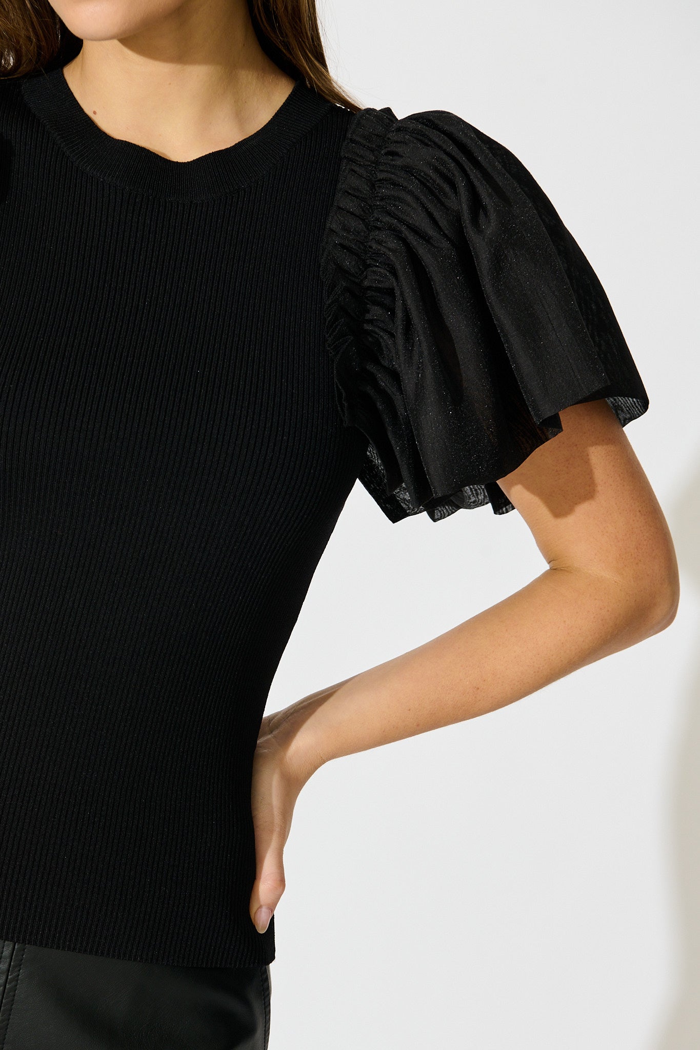 Fly Away Knit Top in Black