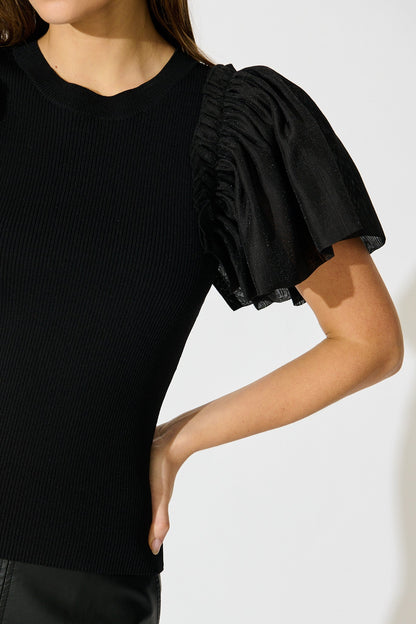 Fly Away Knit Top in Black