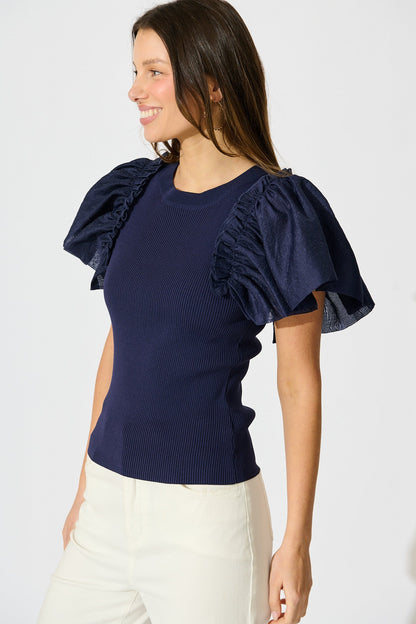 Fly Away Knit Top in Navy