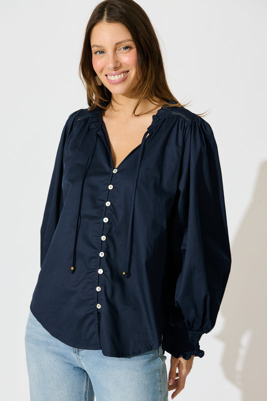 Devotion Top in Navy Cotton