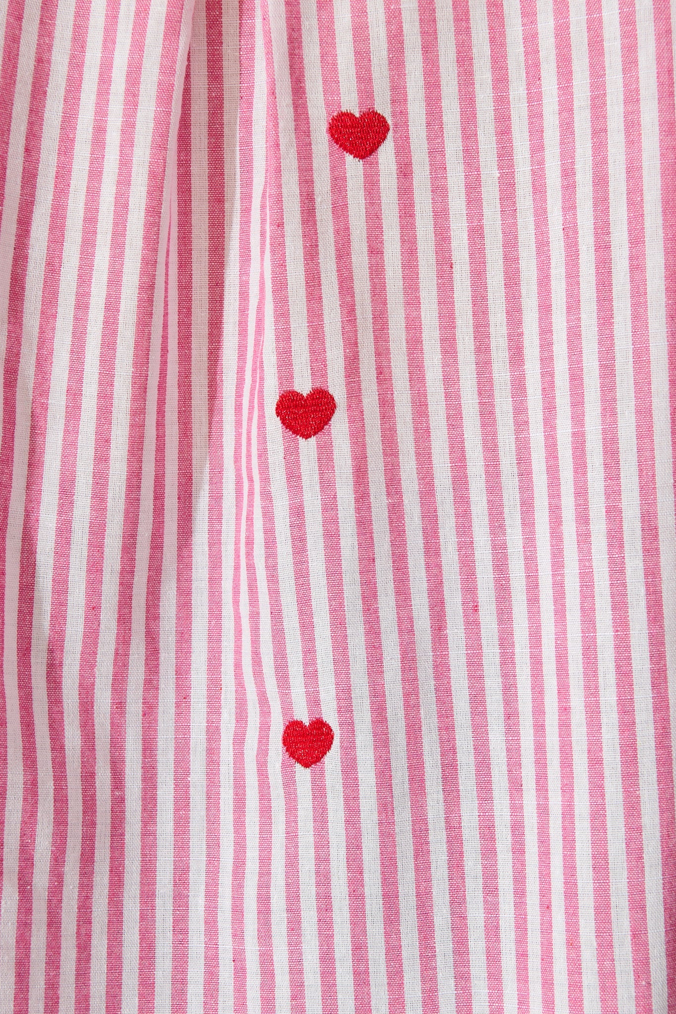 Hearts Desire Shirt in Pink Stripe and Heart Embroidered