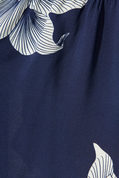 Flora Drift Dress in Navy with White Floral Print