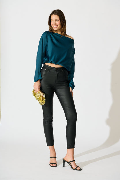 Nova Nights Top in Teal Satin