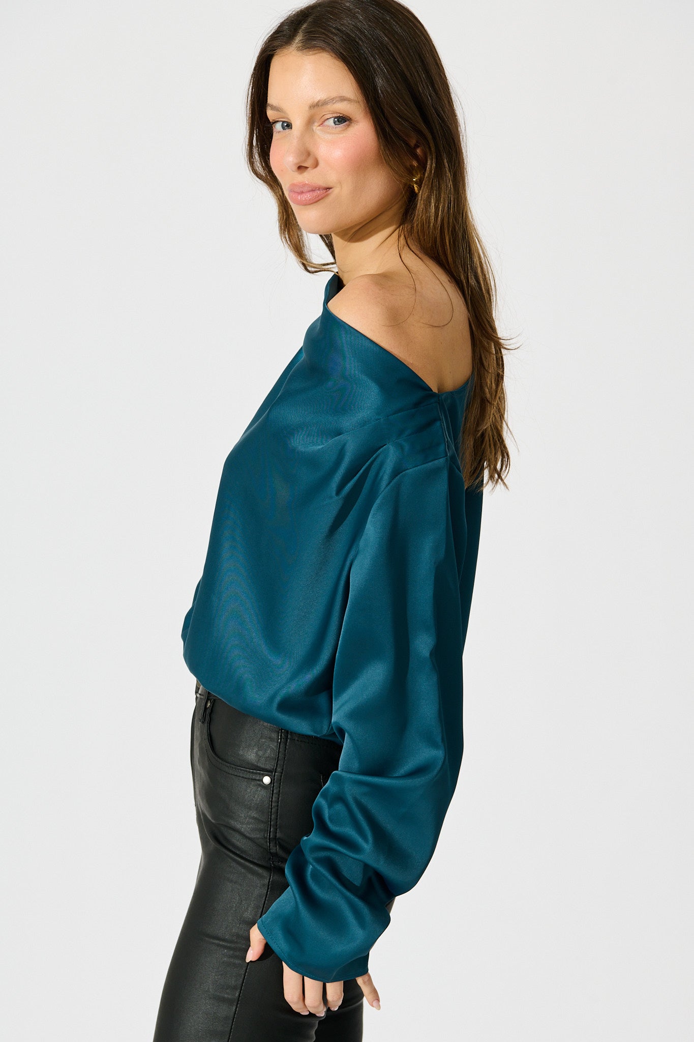 Nova Nights Top in Teal Satin