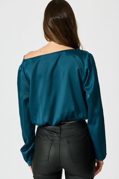 Nova Nights Top in Teal Satin