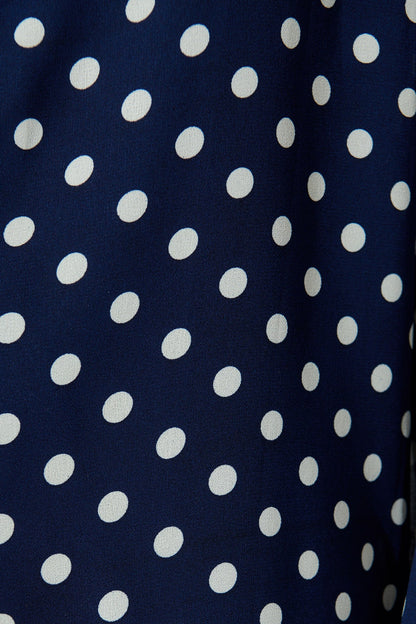 Dotty Days Top in Navy with White Polka Dot Chiffon