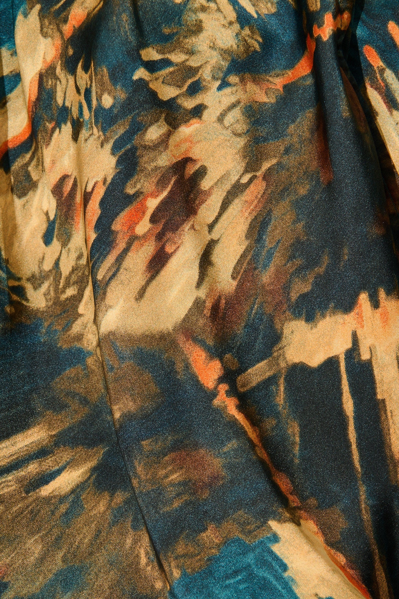 Solita Top in Teal Multi Watercolour Satin