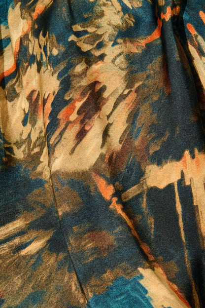 Solita Top in Teal Multi Watercolour Satin