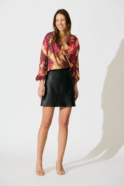 Solita Top in Multi Watercolour Satin