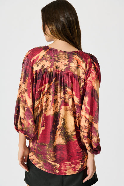 Solita Top in Multi Watercolour Satin
