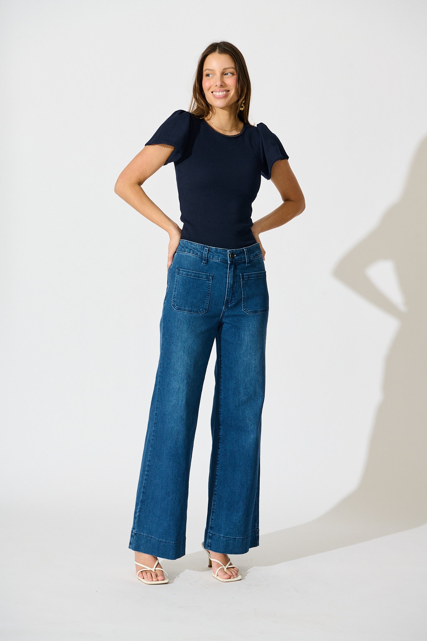 Marsha Top in Navy Cotton